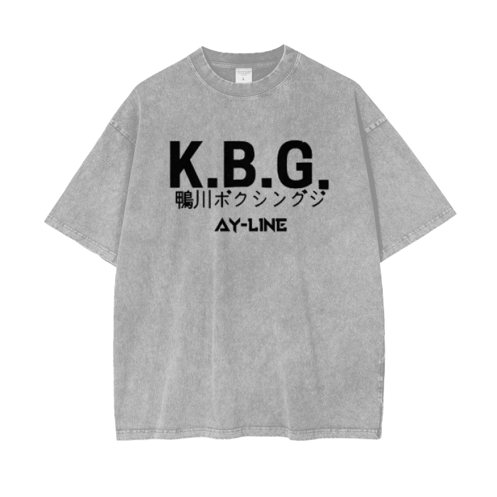 Hajime No Ippo - Komogawa Boxing Gym Shirt Grey/Sand Stone Washed - AY Line Light Gray / S
