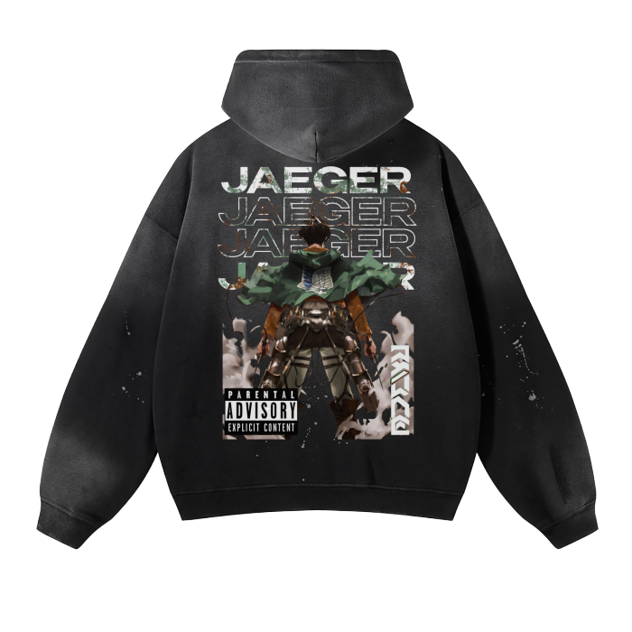 Attack on Titan - Eren Jaeger Washed Frayed Effect Hoodie - AY Line