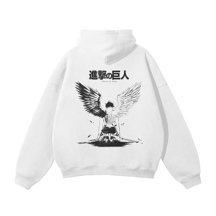Attack on Titan - Eren Fallen Angel Streetwear Hoodie White - AY Line