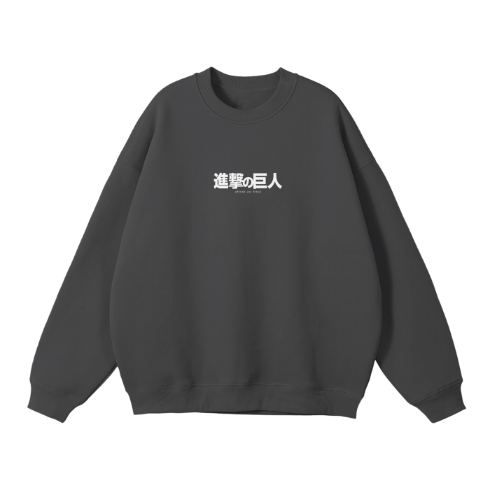 Attack on Titan - Eren Fallen Angel Streetwear Sweatshirt Black, Green, Grey - AY Line Dark Gray / S