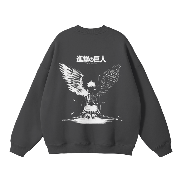 Attack on Titan - Eren Fallen Angel Streetwear Sweatshirt Black, Green, Grey - AY Line