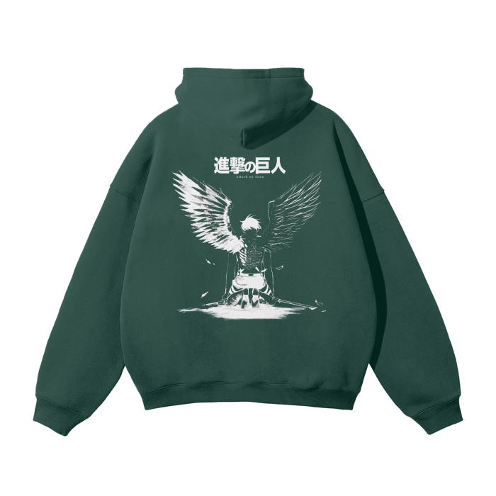 Attack on Titan - Eren Fallen Angel Streetwear Hoodie Black, Green, Grey - AY Line