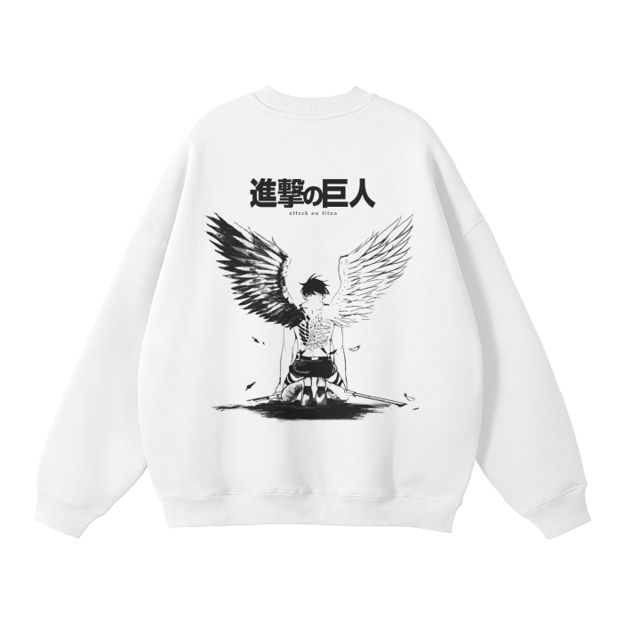 Attack on Titan - Eren Fallen Angel Streetwear Sweatshirt White - AY Line
