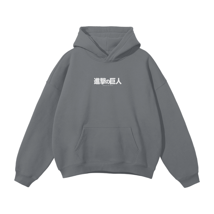 Attack on Titan - Eren Fallen Angel Streetwear Hoodie Black, Green, Grey - AY Line Gray / S