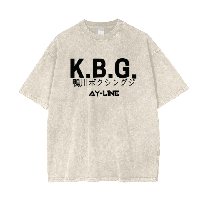 Hajime No Ippo - Komogawa Boxing Gym Shirt Grey/Sand Stone Washed - AY Line Apricot / S