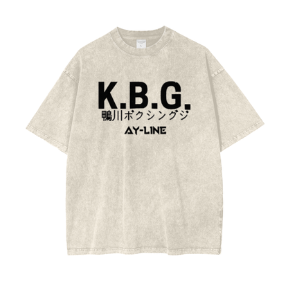 Hajime No Ippo - Komogawa Boxing Gym Shirt Grey/Sand Stone Washed - AY Line Apricot / S