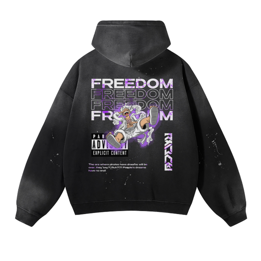 One Piece Luffy Washed Frayed Effect Hoodie - AY Line