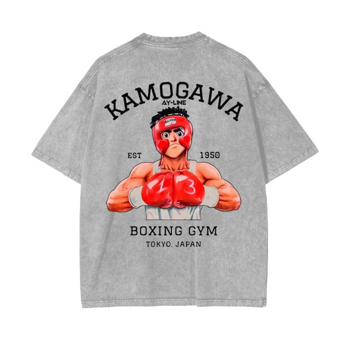 Hajime No Ippo - Komogawa Boxing Gym Shirt Grey/Sand Stone Washed - AY Line