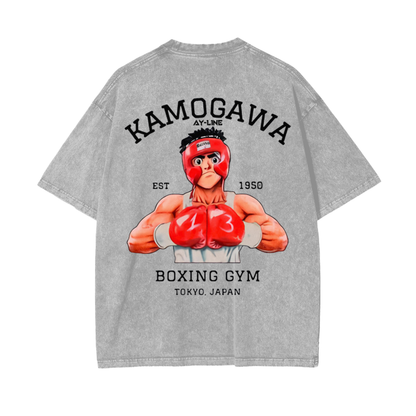 Hajime No Ippo - Komogawa Boxing Gym Shirt Grey/Sand Stone Washed - AY Line