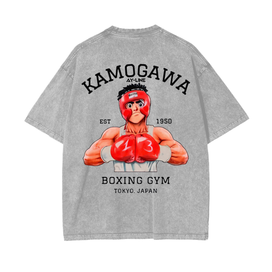 Hajime No Ippo - Komogawa Boxing Gym Shirt Grey/Sand Stone Washed - AY Line