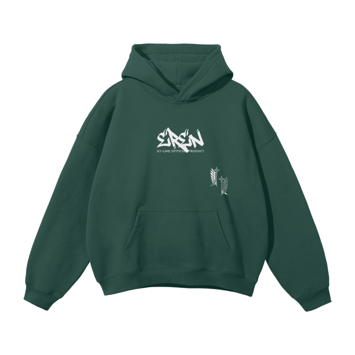 Attack on Titan - Eren Jaeger Streetwear Hoodie Green - AY Line Eden Green / S