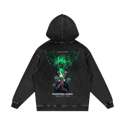 One Piece - Zoro Metal Streetwear Hoodie Stone Washed - AY Line