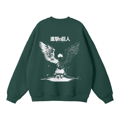 Attack on Titan - Eren Fallen Angel Streetwear Sweatshirt Black, Green, Grey - AY Line