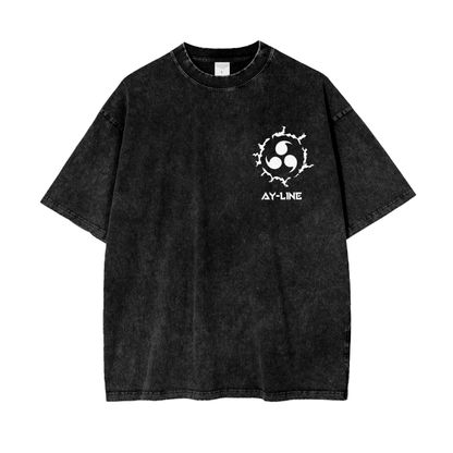 Naruto - Sasuke Uchiha Stone Washed Shirt - AY Line Black / S