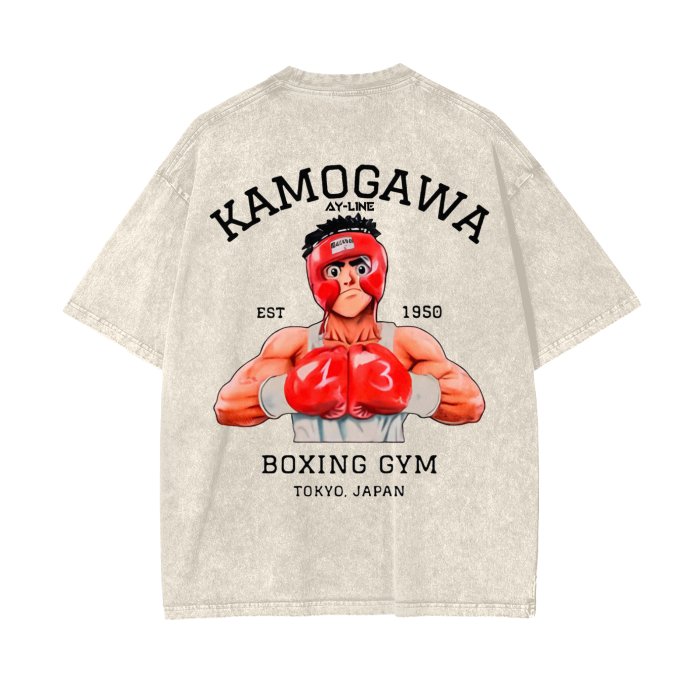 Hajime No Ippo - Komogawa Boxing Gym Shirt Grey/Sand Stone Washed - AY Line