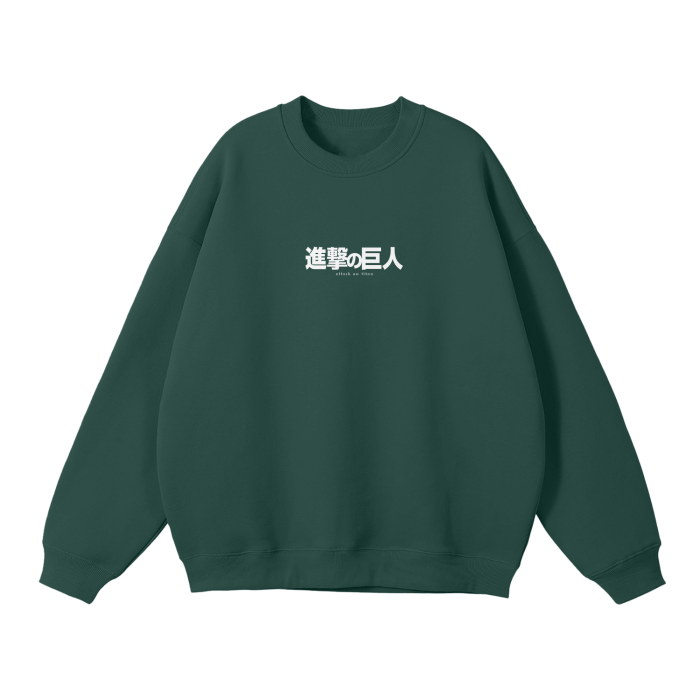 Attack on Titan - Eren Fallen Angel Streetwear Sweatshirt Black, Green, Grey - AY Line Eden Green / S
