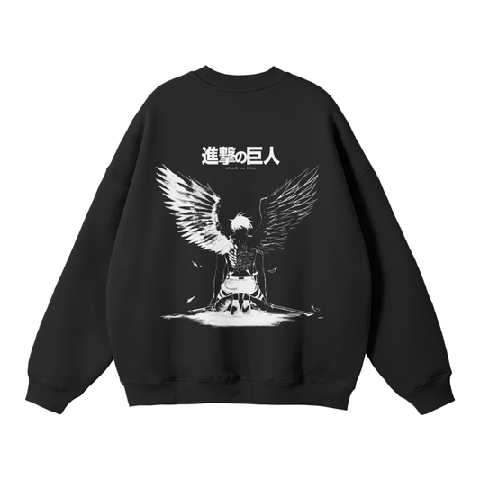 Attack on Titan - Eren Fallen Angel Streetwear Sweatshirt Black, Green, Grey - AY Line