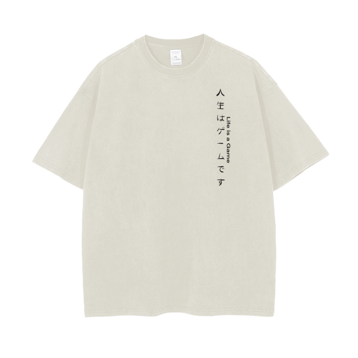 Samurai - Stone Wash Oversized Shirt - AY Line Washed Apricot / S