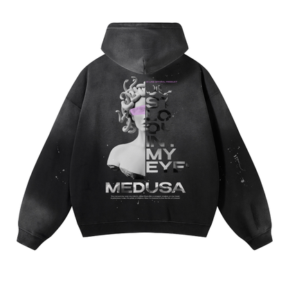 Medusa Washed Frayed Effect Hoodie - AY Line